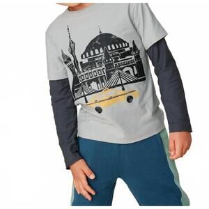NEW TEA COLLECTION istanbul taxi layered sleeve tee in smoke